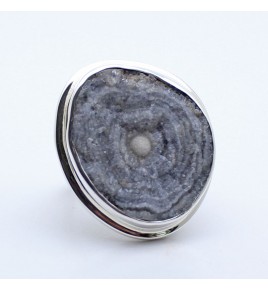 bague calcédoine bleue