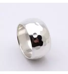 bague anneau argent martelé