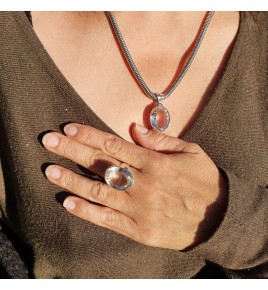 pendentif cristal de roche argent