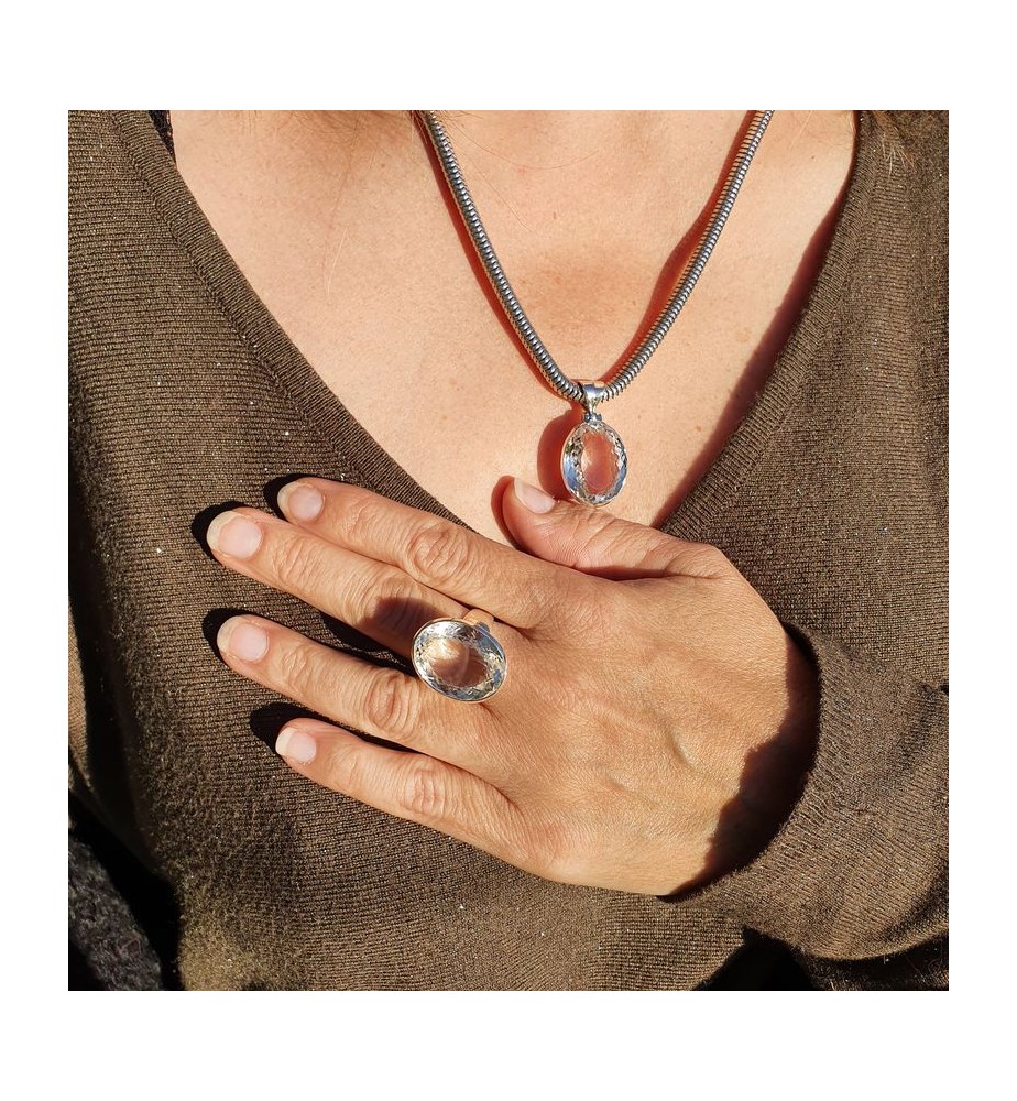 pendentif cristal de roche argent