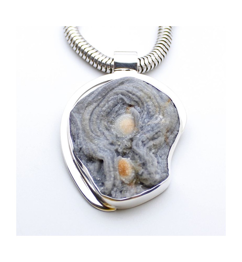 calcédoine bleue brute pendentif