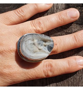 bague argent pierre brute