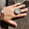 bague argent avec pierre calcédoine