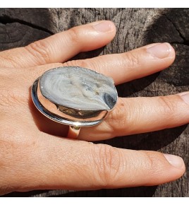 bague calcedoine brute femme