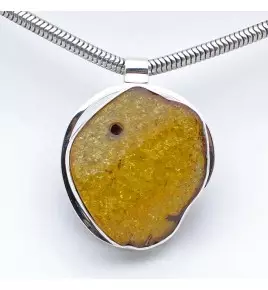 pendentif ambre argent