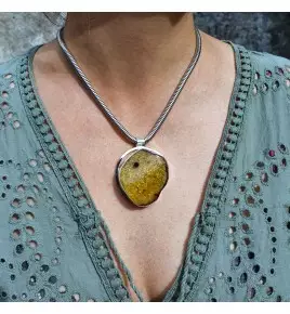pendentif ambre argent