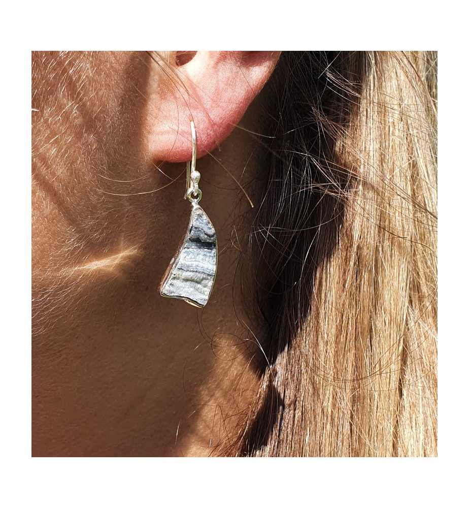 boucles d'oreilles calcédoine bleue