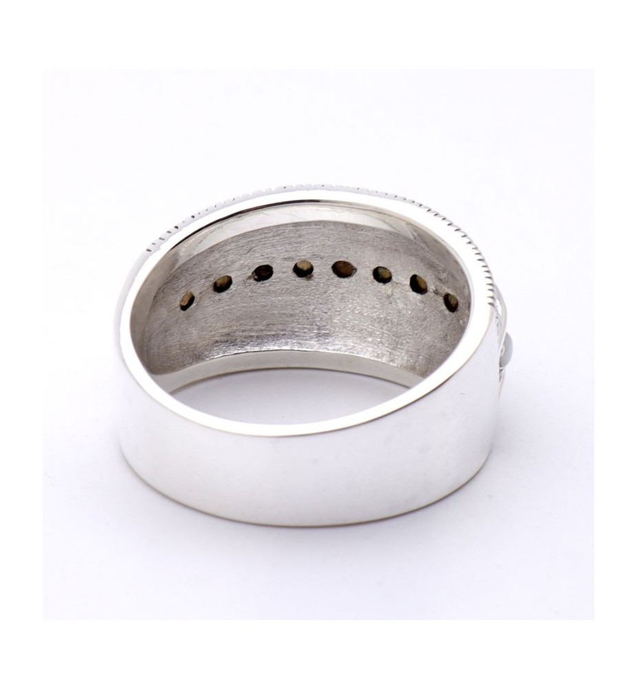 bague nacre blanche argent