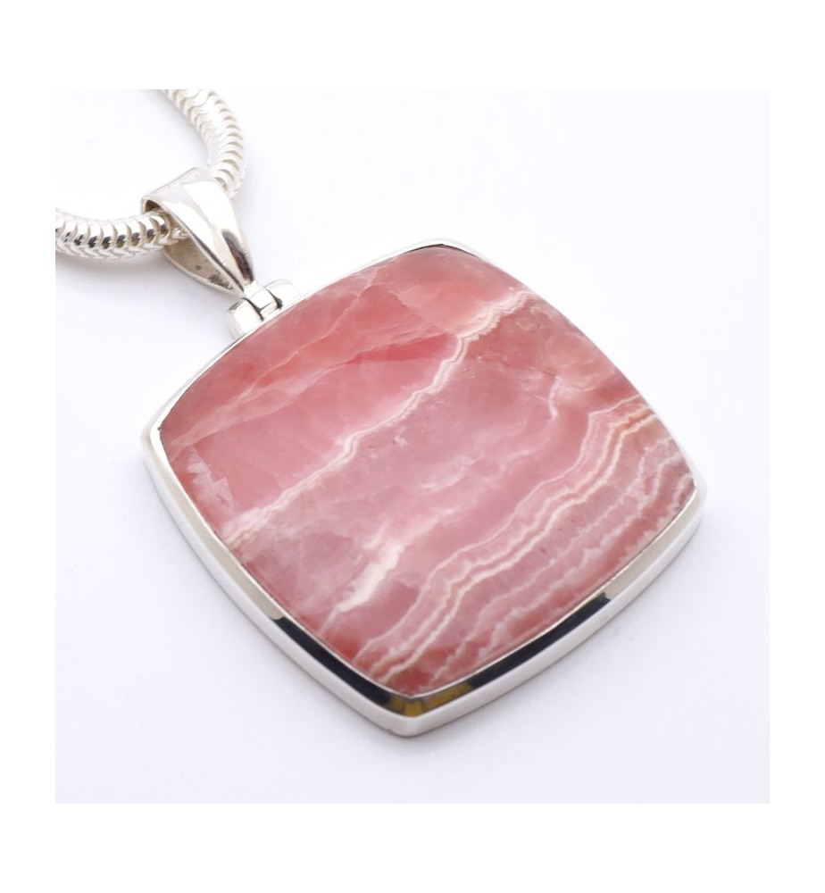 pendentif argent rhodochrosite