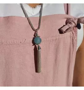 pendentif aigue marine pompon