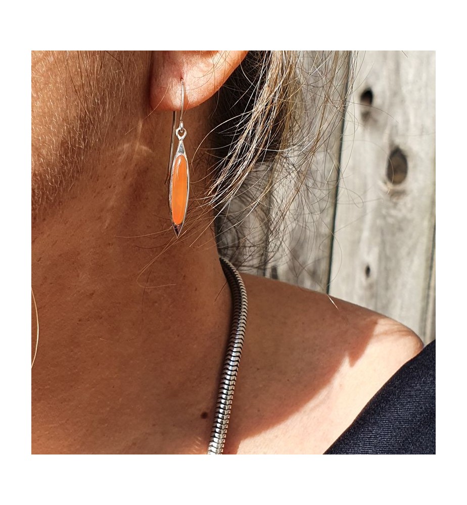 boucles d'oreilles argent et cornaline