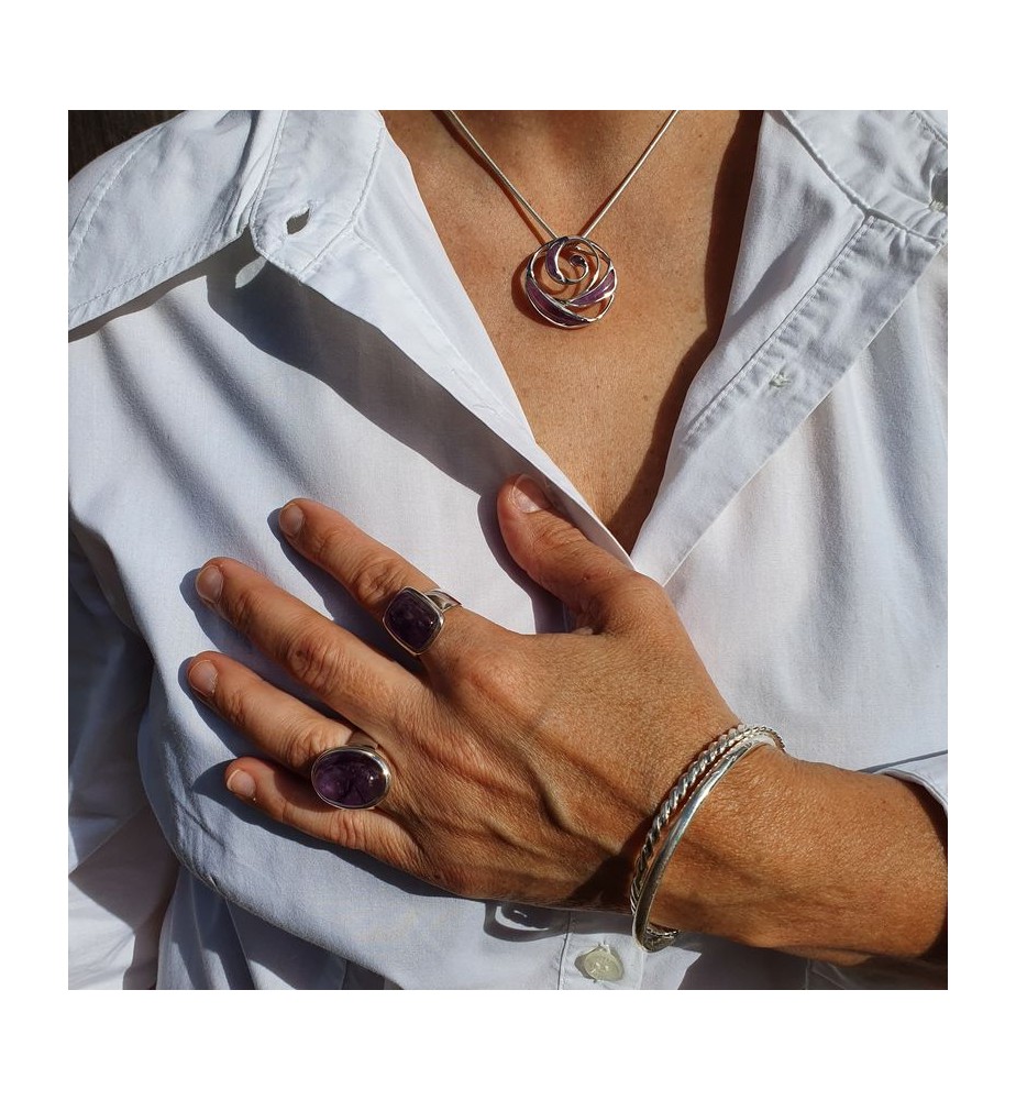 pendentif améthyste argent