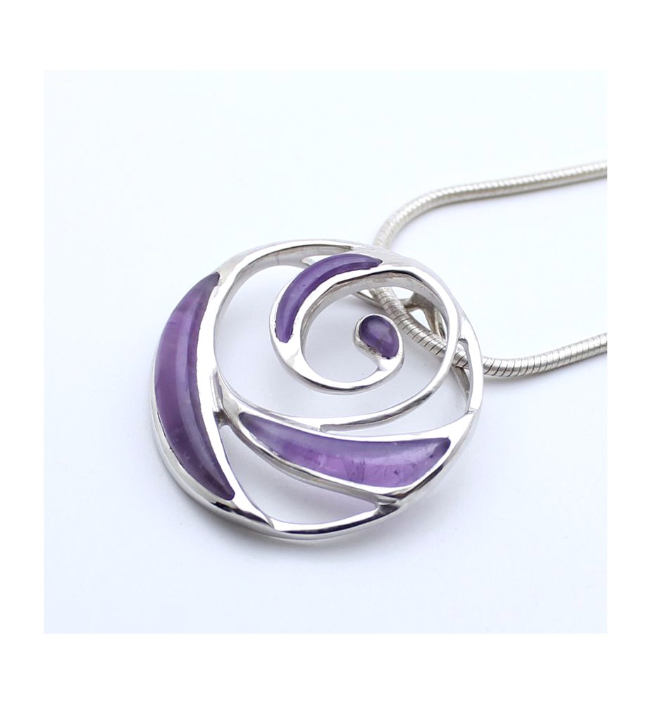 pendentif argent amethyste