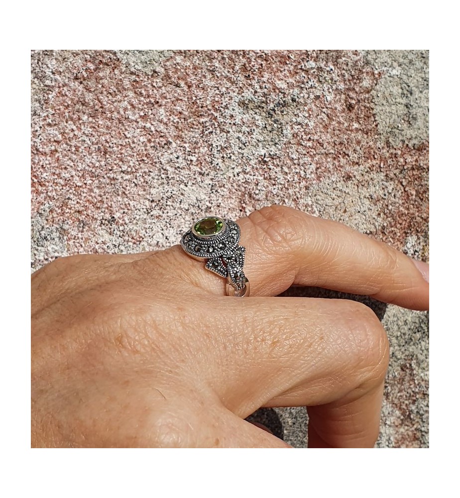bague péridot argent