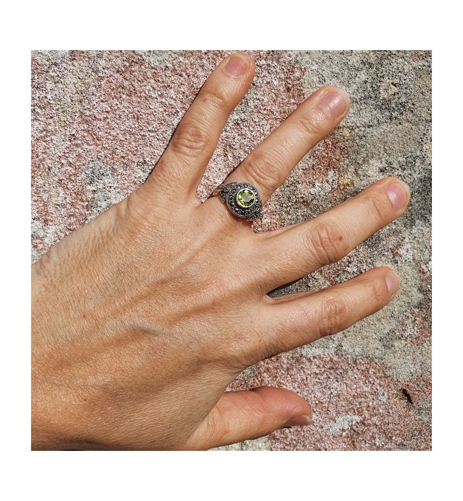 Bague En Argent 925 Sertie De Marcassites - Taille Ajustable, Neuf Avec étiquettes