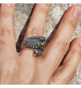 bague péridot argent