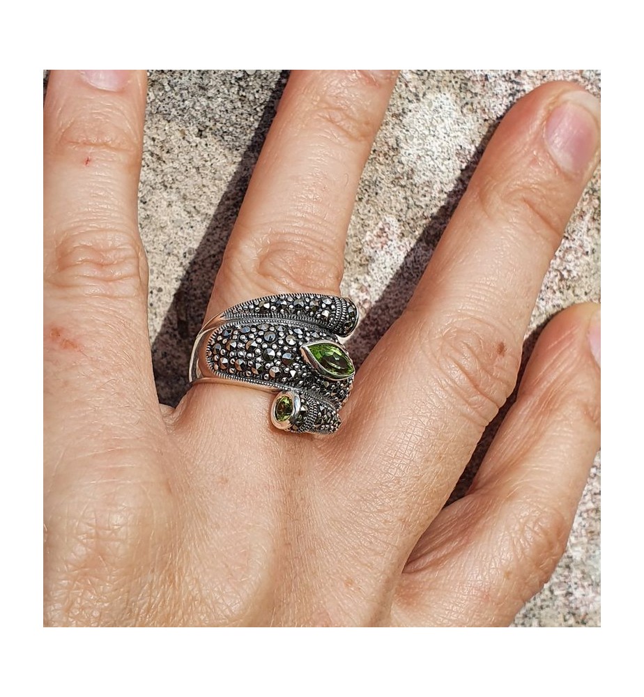bague péridot argent