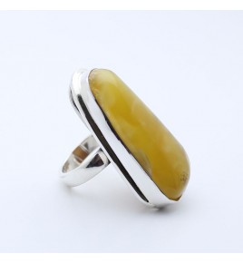 bague ambre jaune argent