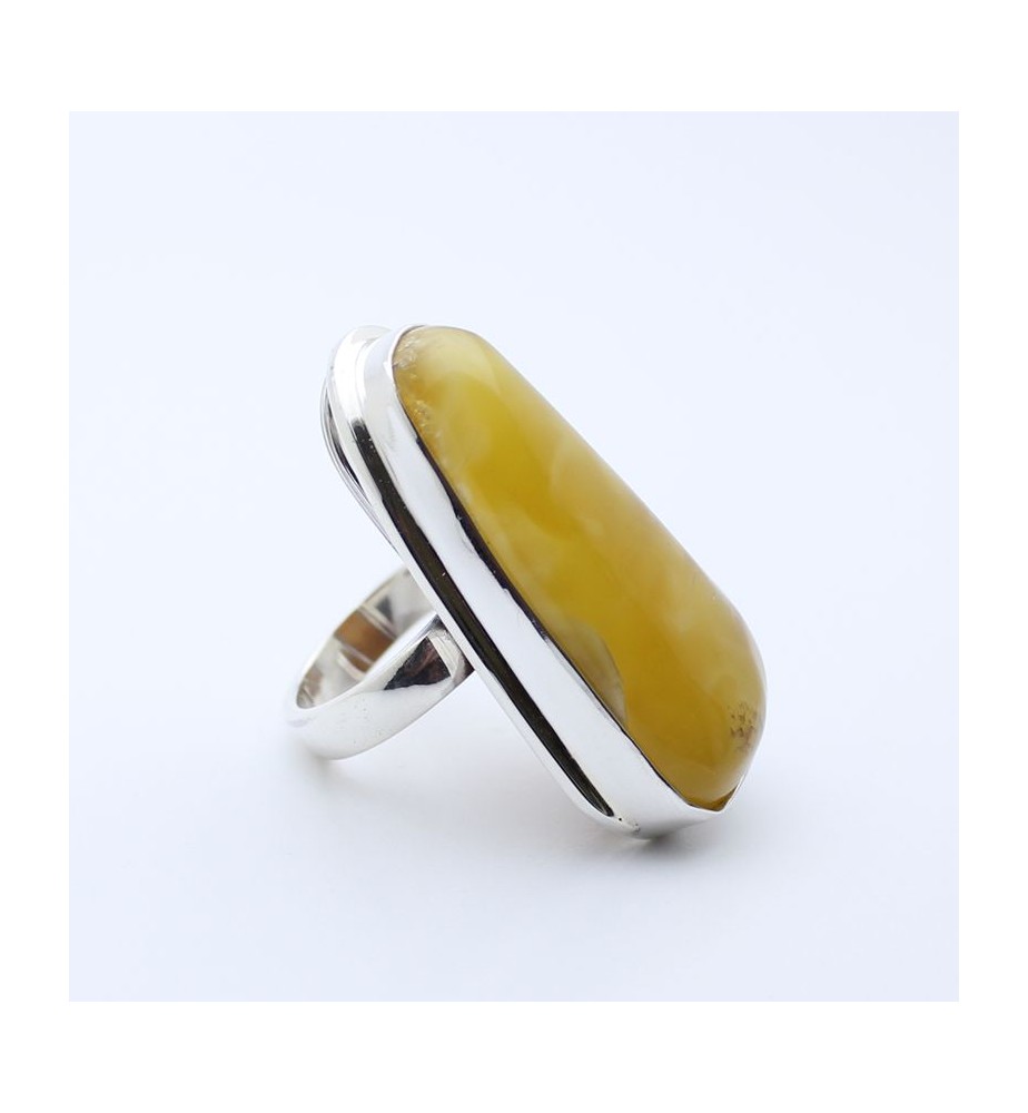 bague ambre jaune argent