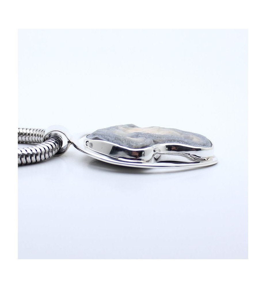 calcédoine bleue brute pendentif