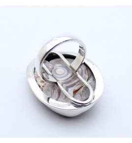 bague argent calcédoine bleue