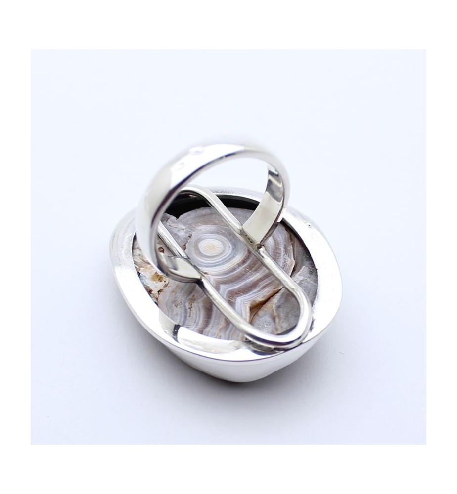 bague argent calcédoine bleue