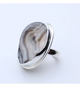 bague calcédoine bleue