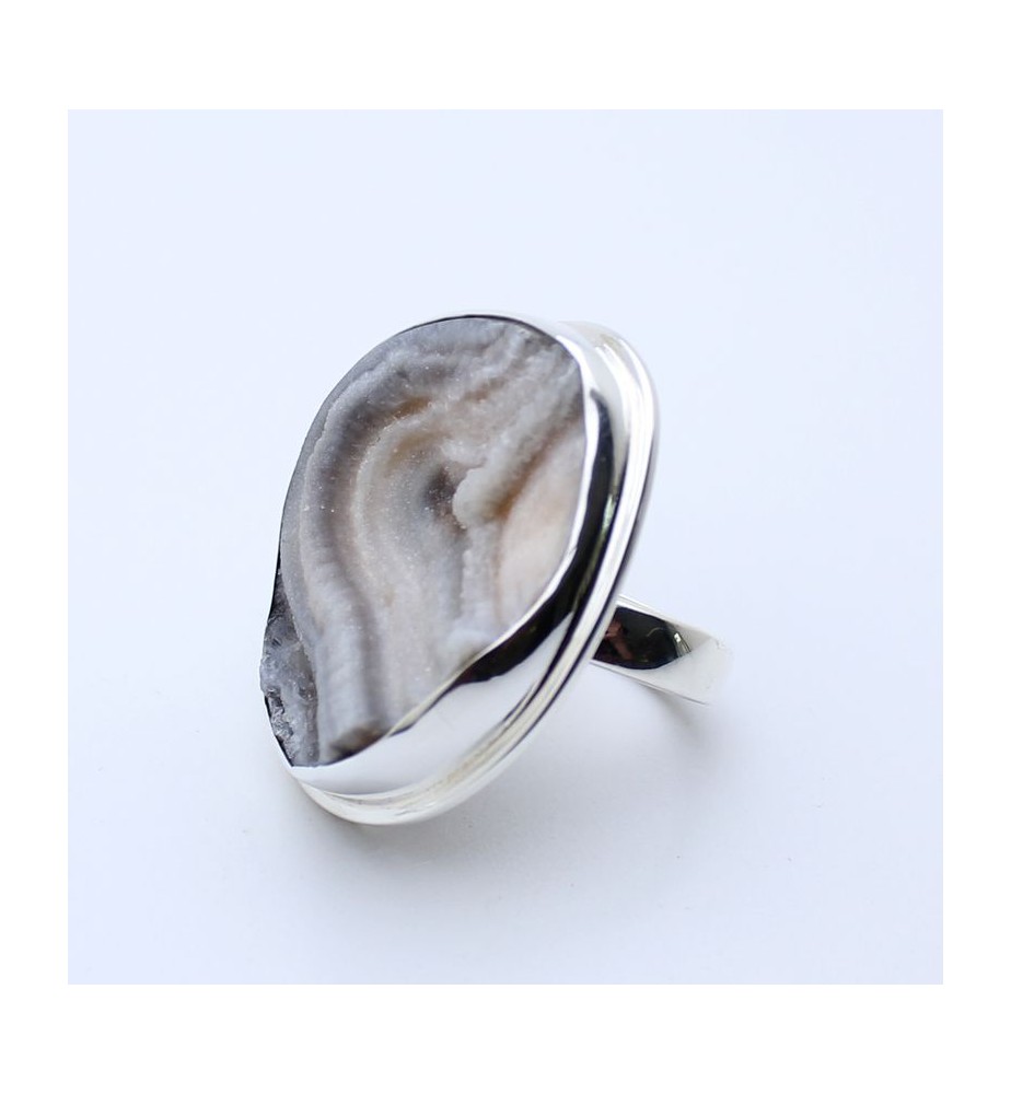 bague calcédoine bleue