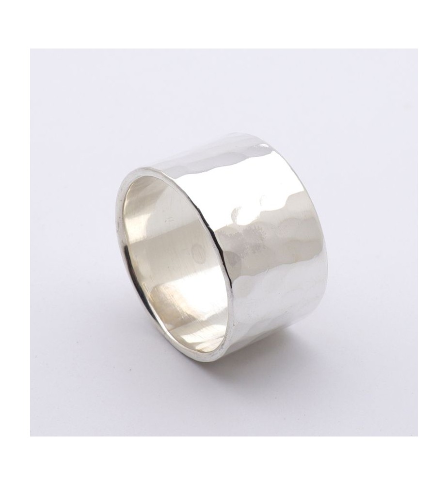 bague anneau argent martelé
