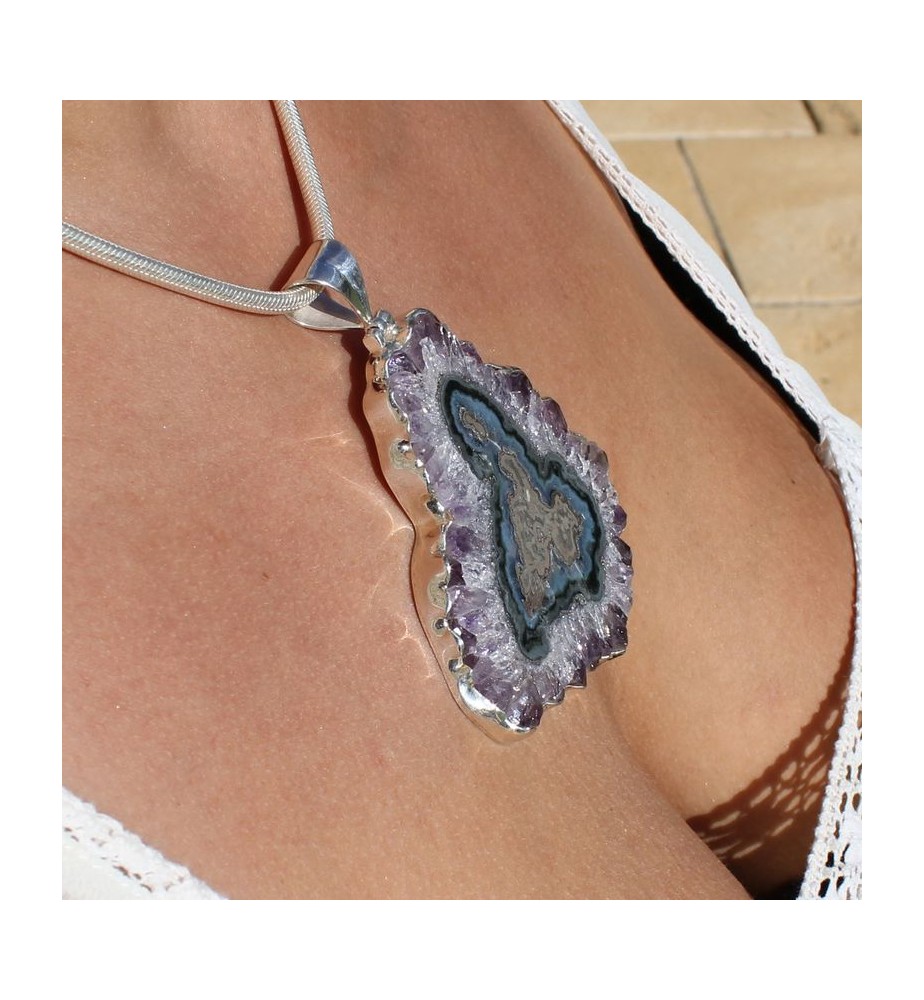pendentif améthyste stalactite