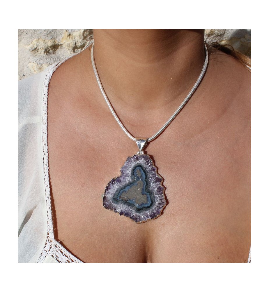 Pendentif argent A Big Amethyst for my Heart& sa chaîne-Env de France immédiat