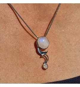 pendentif argent pierre blanche