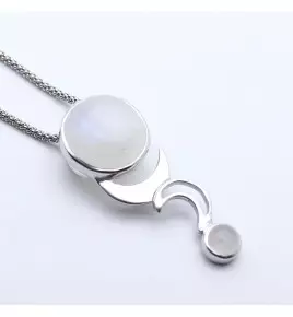 pendentif argent pierre blanche
