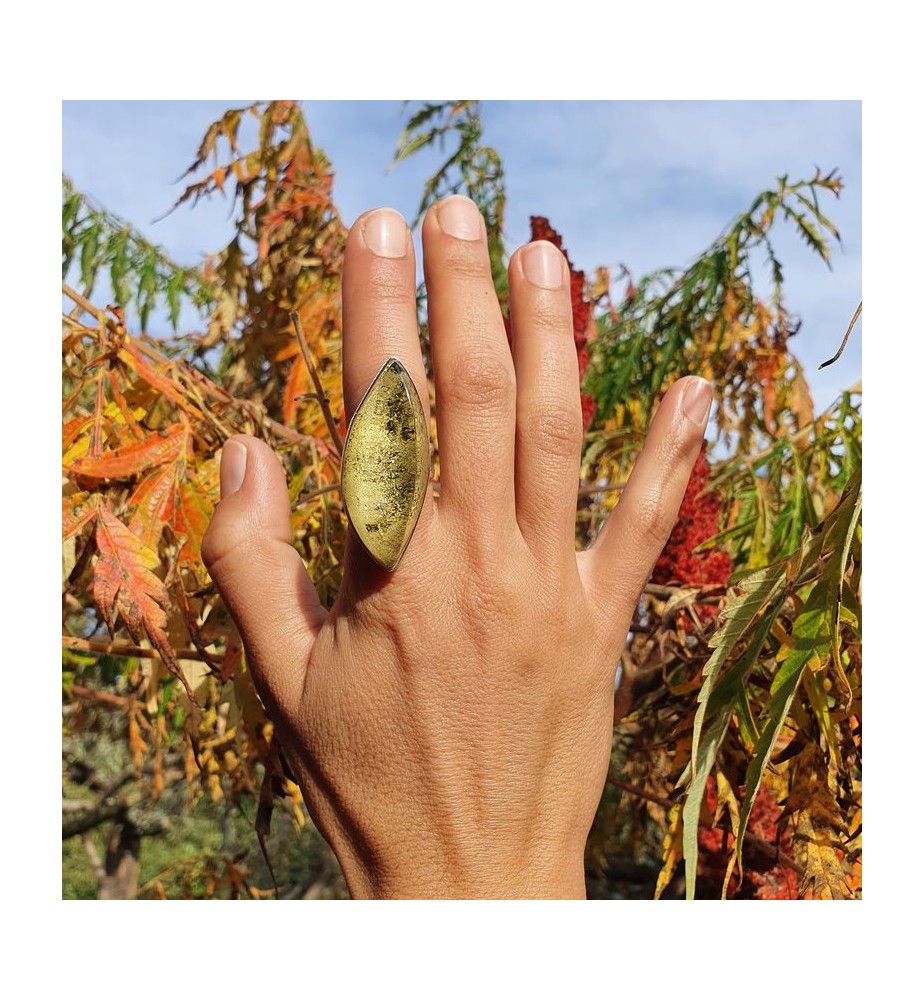 bague argent ambre