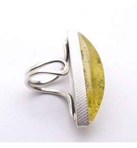 bague argent ambre jaune
