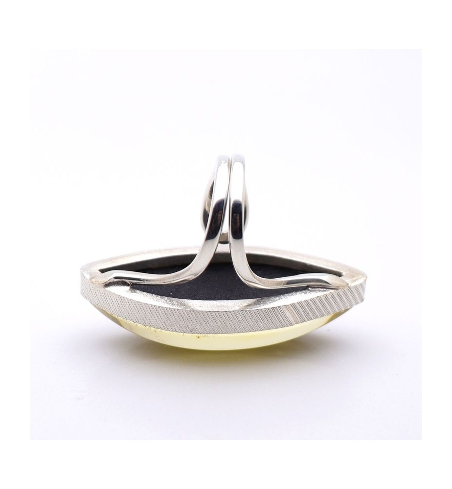 bague argent ambre jaune