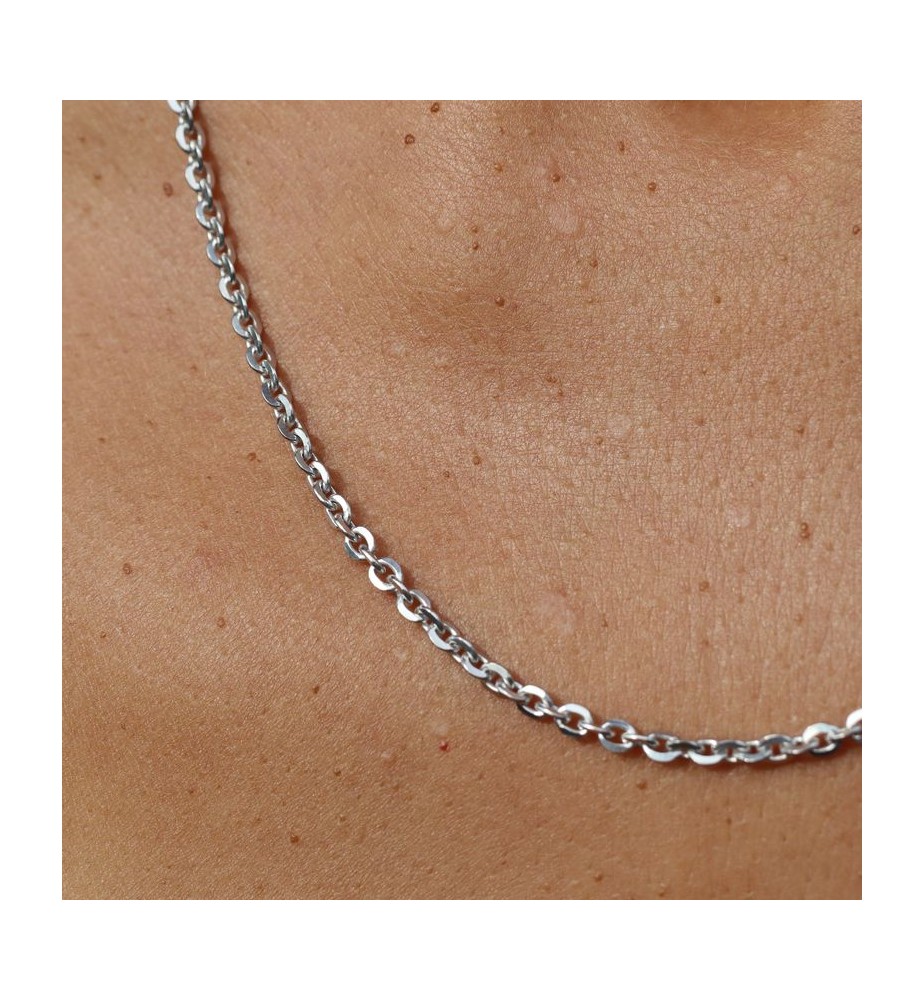 Collier En Argent 925 Rhodié - Maillon De Venise, Longueur 52 Cm, Neuf Avec étiquette