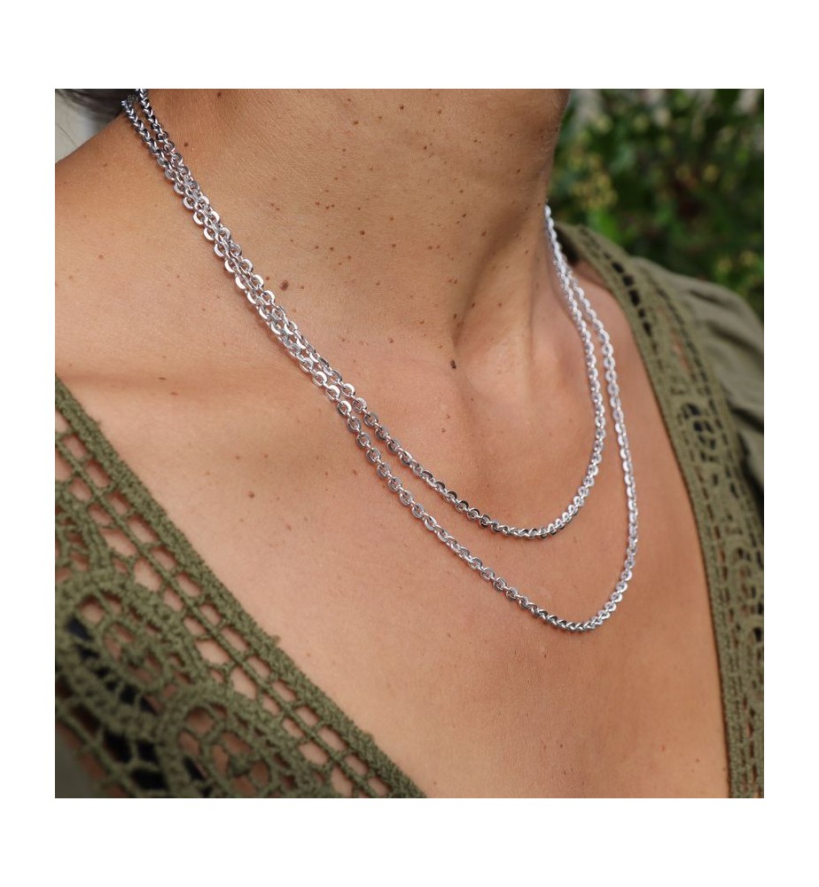 Chaîne En Argent 925 Rhodié - Maille De Venise, Longueur 52 Cm - Neuf Avec étiquettes