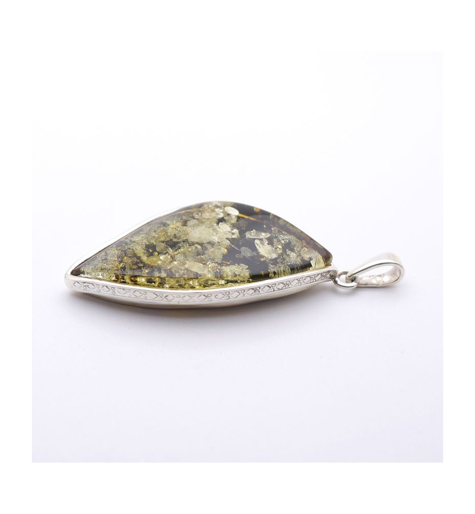 pendentif ambre et argent