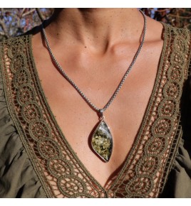 pendentif argent pierre verte