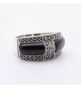 bague onyx argent femme