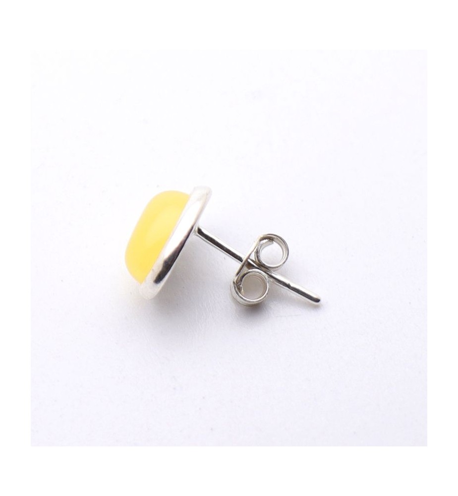 Mini Puces D'oreilles Ambre Et Argent 925 - Ambre Véritable Baltique - Boucles D'oreilles Légères