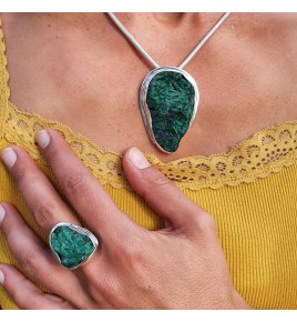bague malachite argent