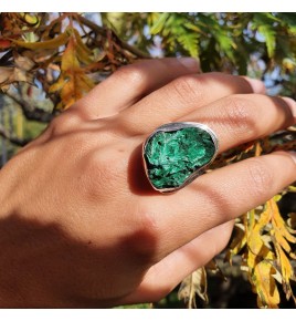 bague argent malachite