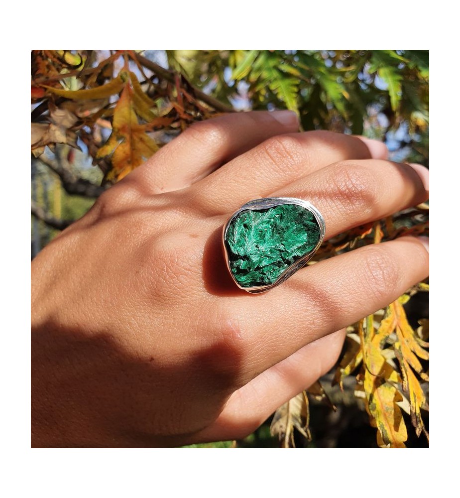 bague argent malachite