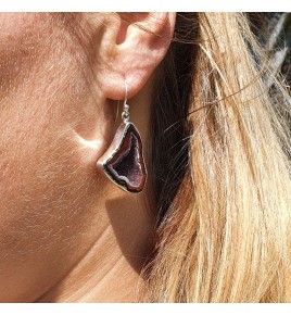 boucle d'oreille femme pierre rouge