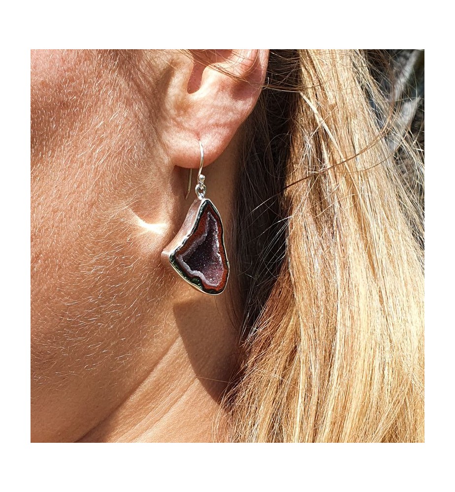 boucle d'oreille femme pierre rouge