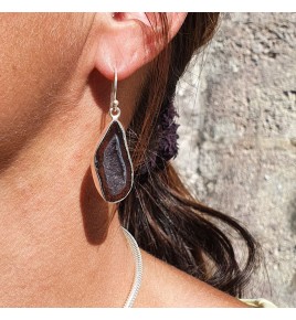 boucles d'oreilles pierre rouge