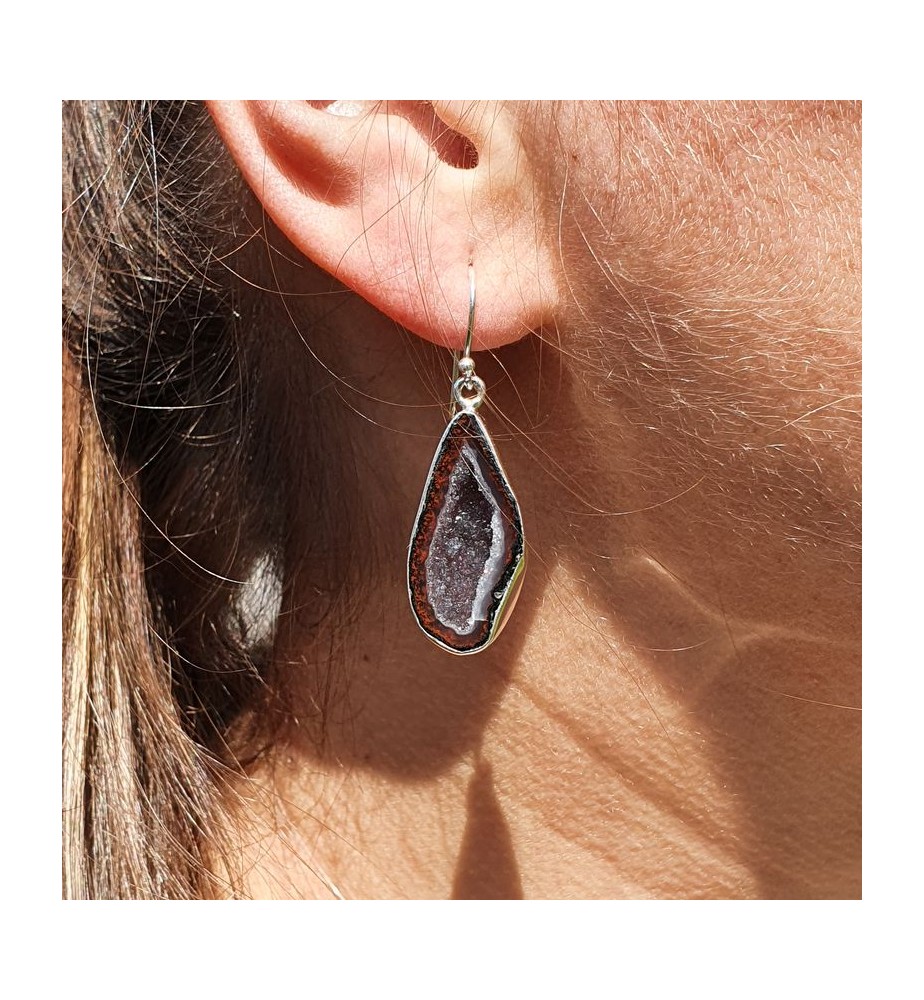 boucle d'oreille femme pierre rouge