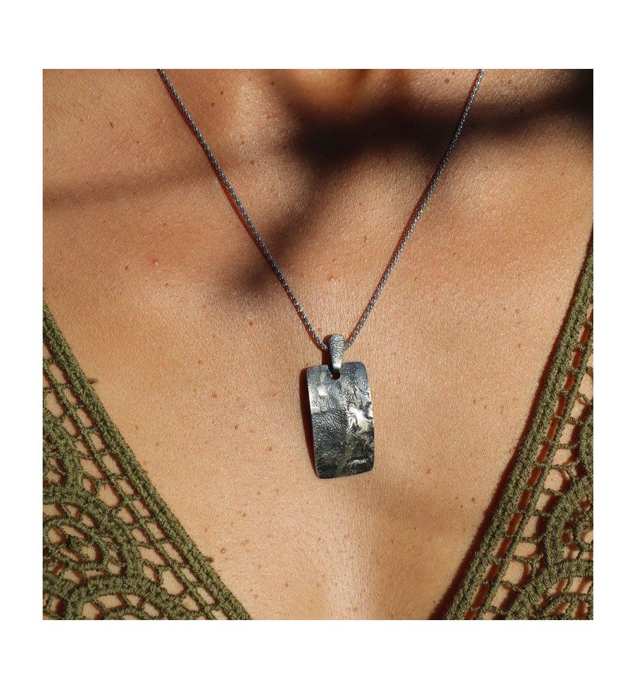 pendentif rectangulaire argent